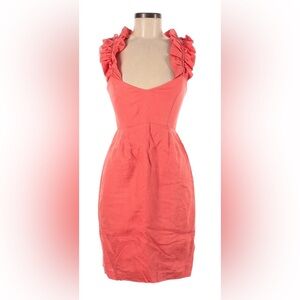 Leona by Lauren Leonard Salmon Color Ruffled Linen Dress, Size 2.  EUC!